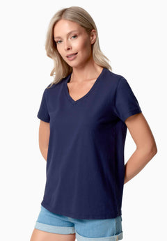 Tessa Basic V-Neck T-Shirt Navy Blue