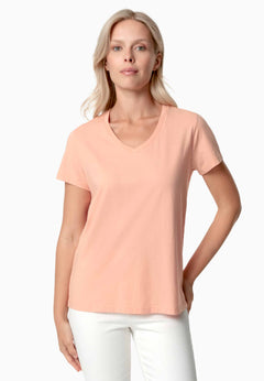 Tessa Basic V-Neck T-Shirt Peach