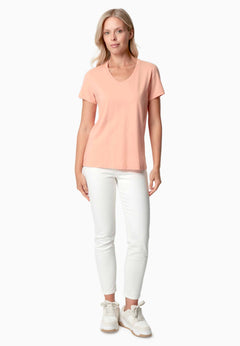 Tessa Basic V-Neck T-Shirt Peach