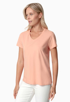 Tessa Basic V-Neck T-Shirt Peach