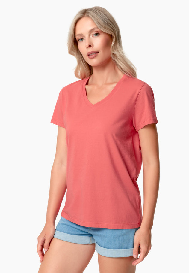 Tessa Basic V-Neck T-Shirt Radiant Red