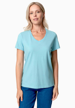 Tessa Basic V-Neck T-Shirt Retro Blue