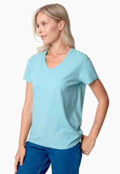 Tessa Basic V-Neck T-Shirt Retro Blue