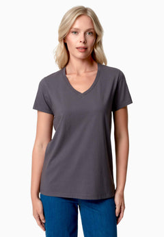Tessa Basic V-Neck T-Shirt Shadow Grey