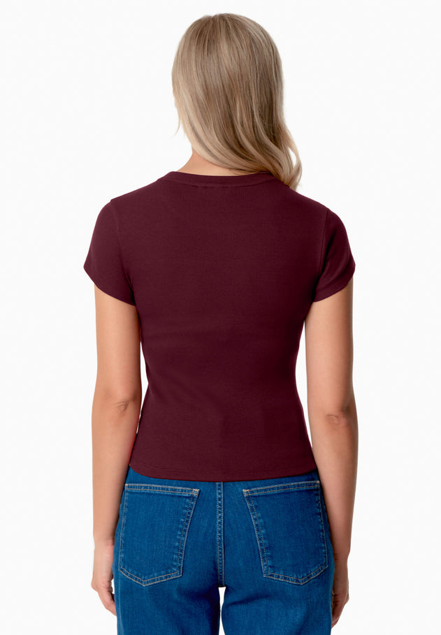 Tillda Ribbed T-Shirt Bordeaux