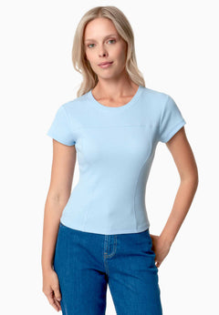 Tillda Ribbed T-Shirt Light Blue