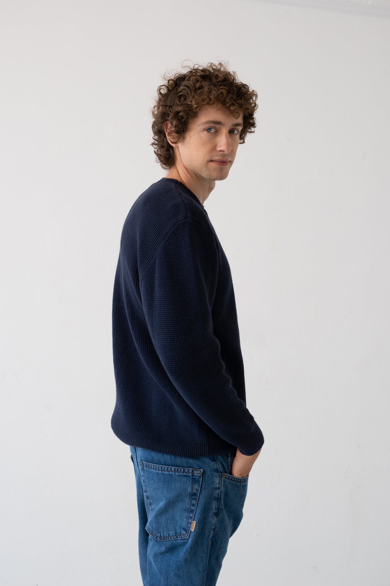 Men's Tam Organic Cotton Sweater Navy Blue