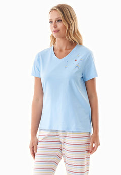 Trinnity Pyjama Set Light Blue/Multi Colour