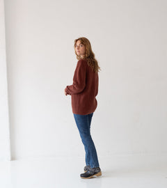 Tam Unisex Organic Cotton Sweater Garnet Rosella