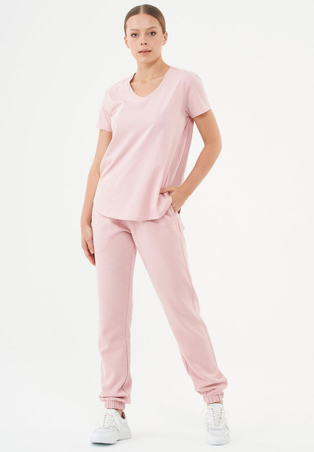 Tuba V-Kaula-aukko T-paita Dusty Pink