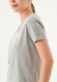 Tuba Basic Organic Cotton V-Neck T-Shirt Grey Melange