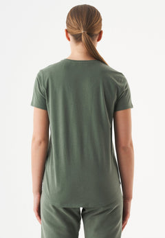 Tuba Basic Organic Cotton V-Neck T-Shirt Olive