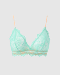 Lace Triangle Bralette Turquoise/Peach