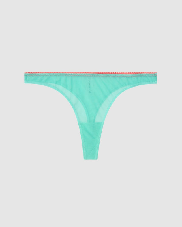 Mesh Thong Turquoise/Coral