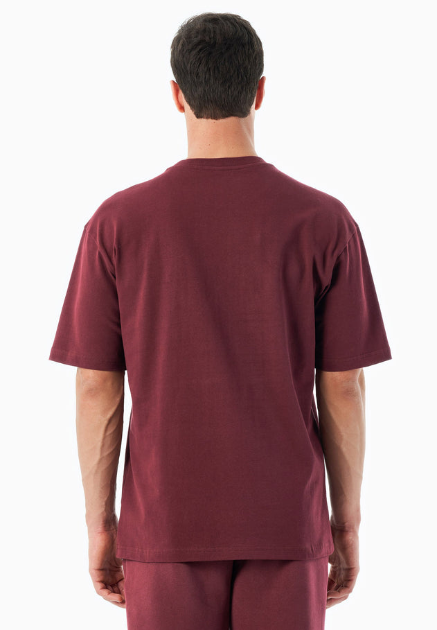 Tussem Unisex Basic Organic Cotton T-Shirt Burgundy Red
