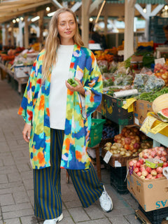 Stripy Seersucker Pants Green/Blue