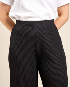 Long Ribbed Culottes Black