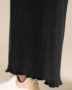 Long Ribbed Culottes Black