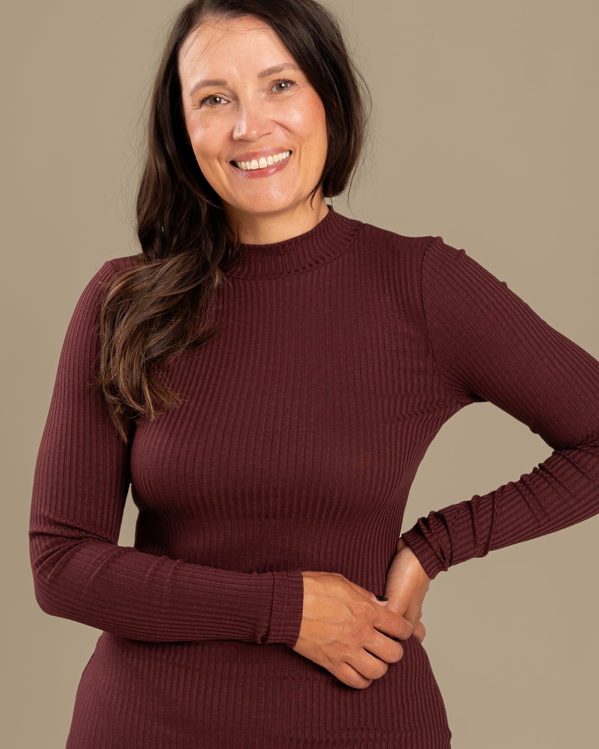 Ribbed Dress Burgundy