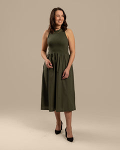 Poplin Top Dress Khaki