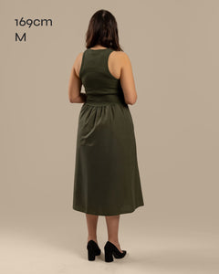 Poplin Top Dress Khaki