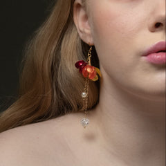 Clear Triple-Flower Drop Earrings