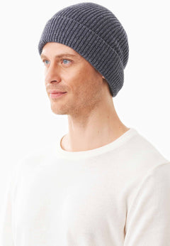 Ribbed Merino Wool Blend Beanie Antracite