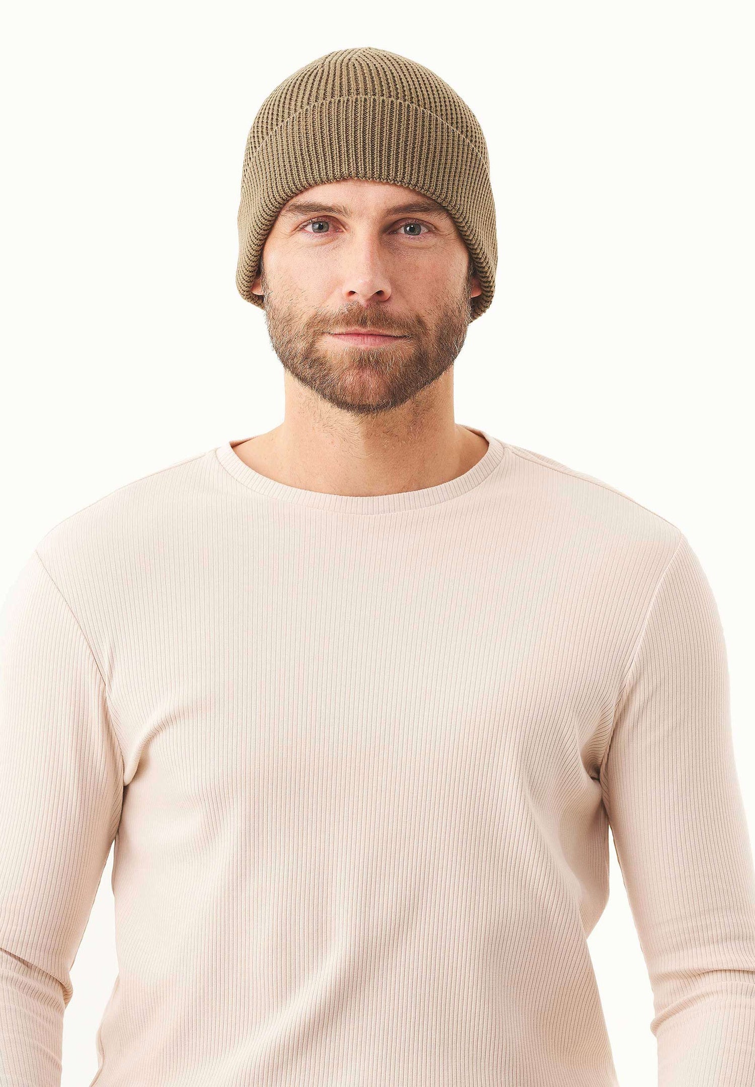 Knitted Organic Cotton Beanie Olive Oil