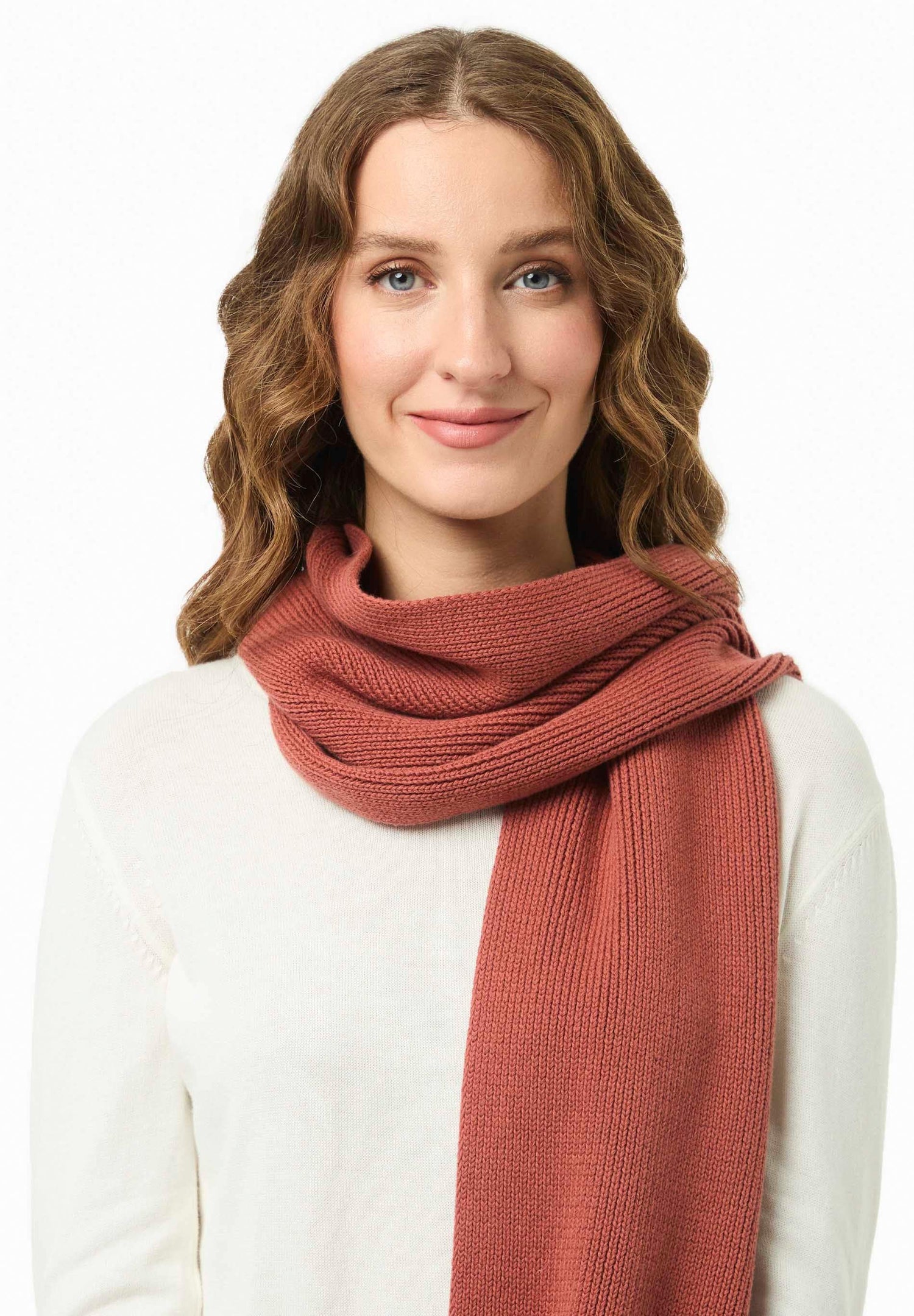 Knitted Organic Cotton Scarf Cinnamon