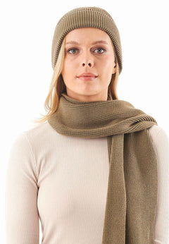 Knitted Organic Cotton Scarf Olive Oil