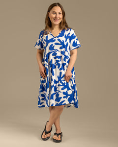 V-Neck Midi Dress Como Blue