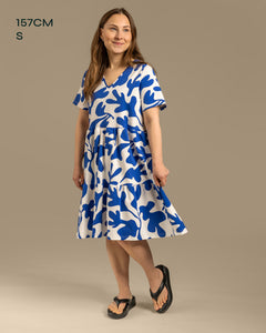 V-Neck Midi Dress Como Blue