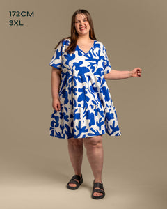 V-Neck Midi Dress Como Blue