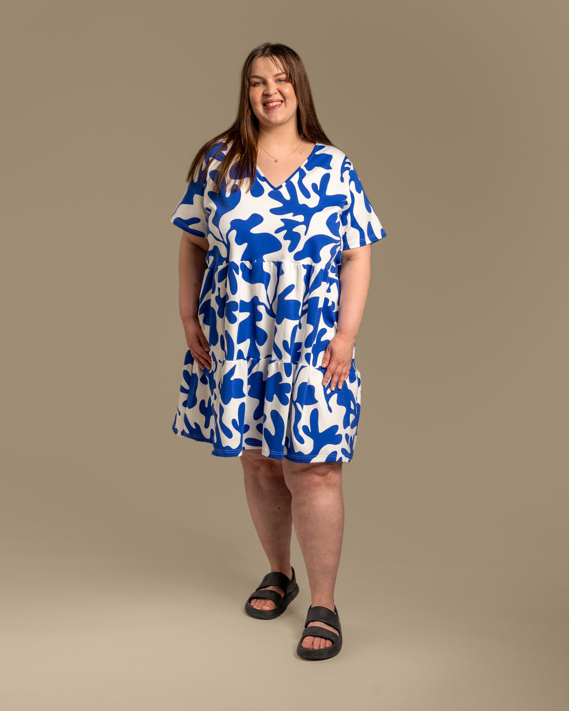 V-Neck Midi Dress Como Blue