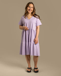 V-Neck Midi Dress Lavender