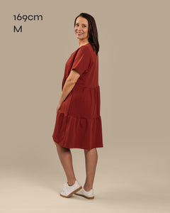 V-Neck Dress Mahogany