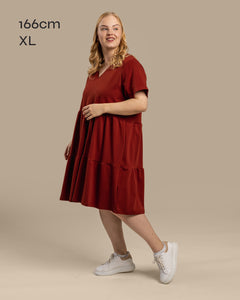 V-Neck Dress Mahogany