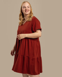 V-Neck Dress Mahogany