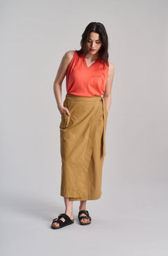 Cargo Organic Cotton Skirt Camel