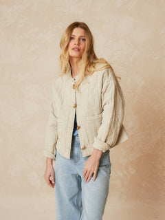 Cotton Jacquard Jacket Beige