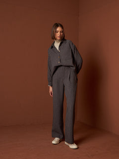 Classic Shirt Pinstripe Charcoal Grey