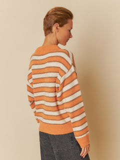 Striped Box Knit Sweater Orange