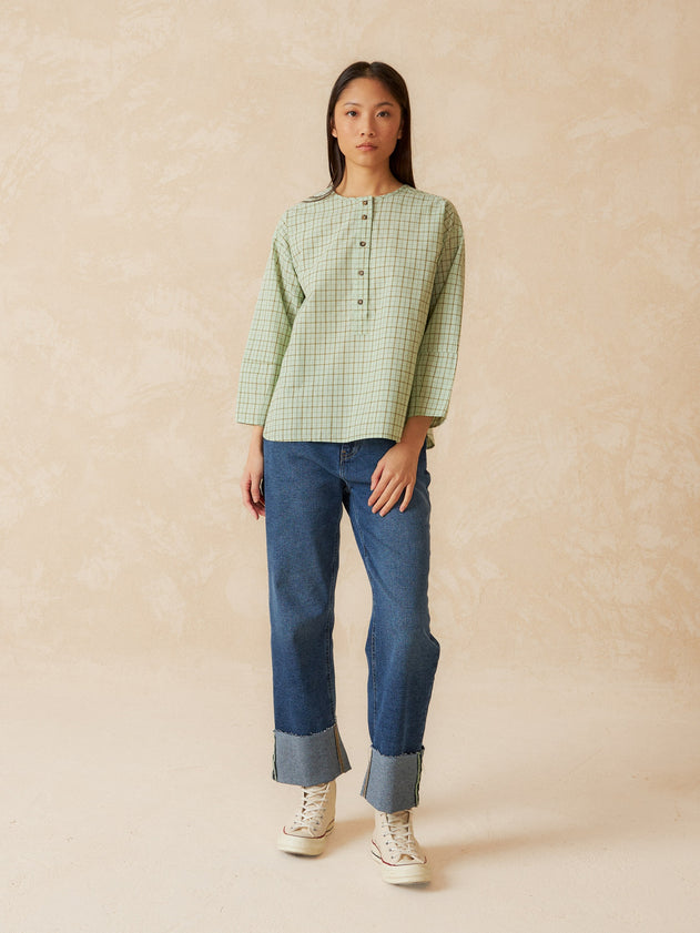 Checkered Blouse Blue