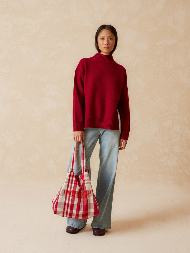 Knitted Sweater Perkins Collar Red