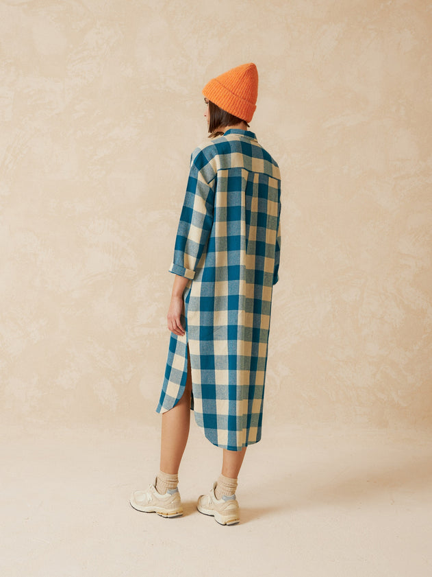 Vichy Check Shirt Dress Blue