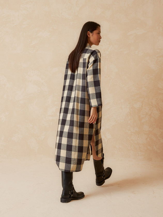 Vichy Check Shirt Dress Black