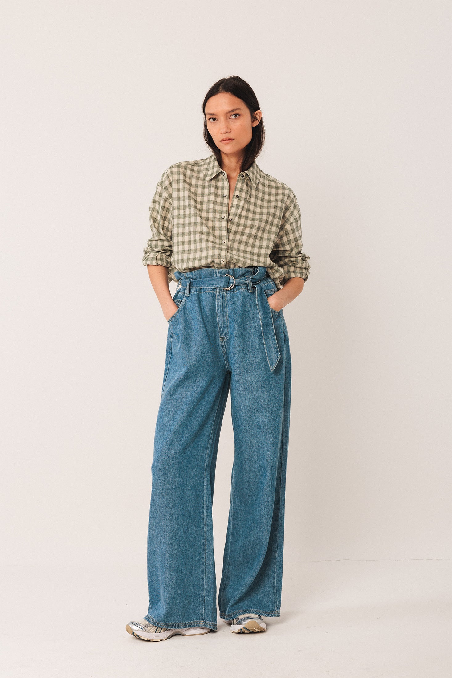 Vichy-Checkered Shirt Green