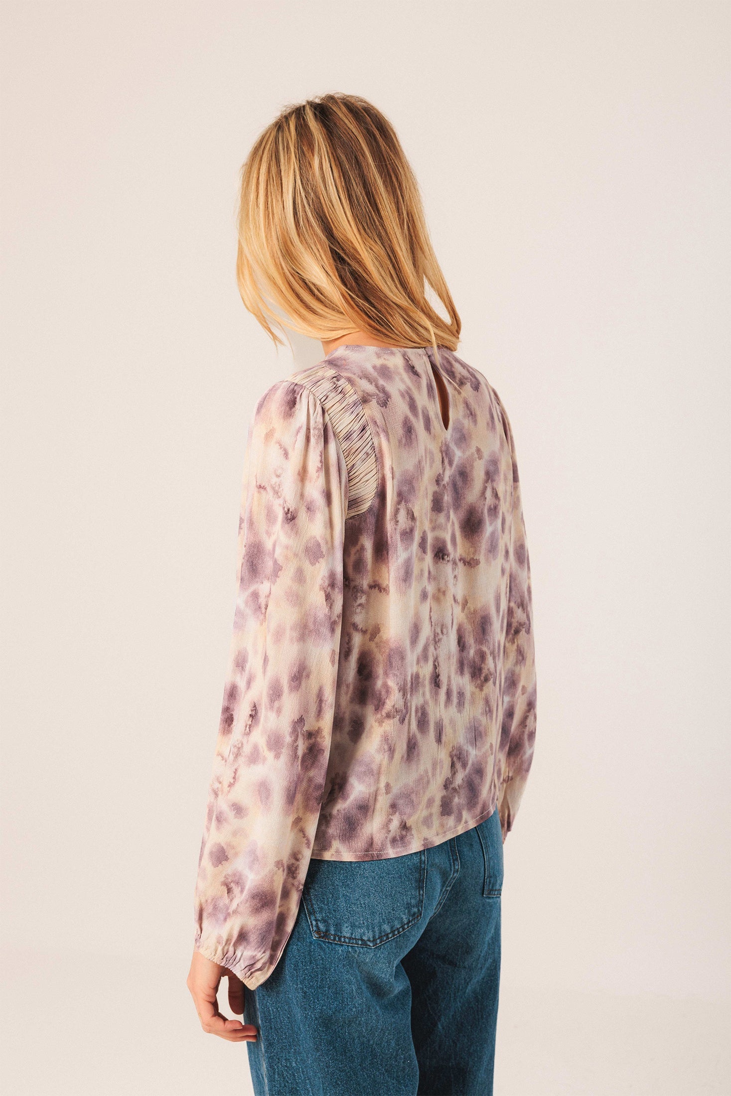 Elastic Watercolor Blouse Pink