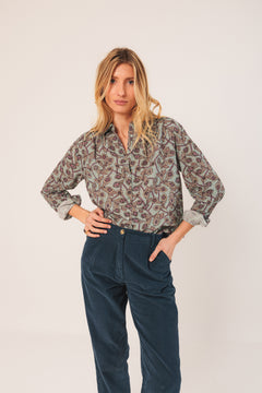 Crepe Cotton Shirt Blue