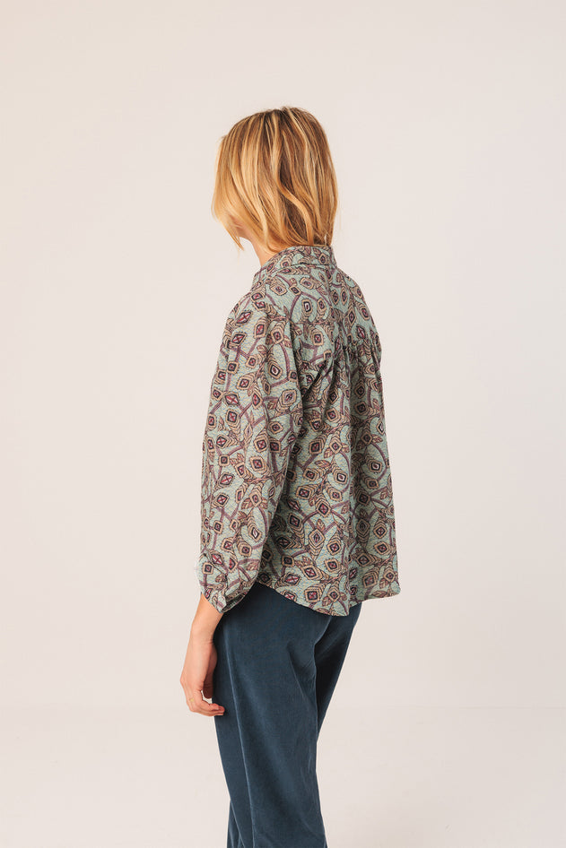 Crepe Cotton Shirt Blue